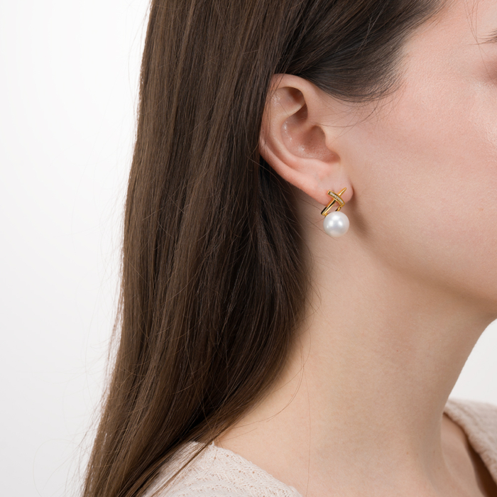 Серебряные серьги с жемчугом. Артикул TE-3059-GOLD-E/20/2006