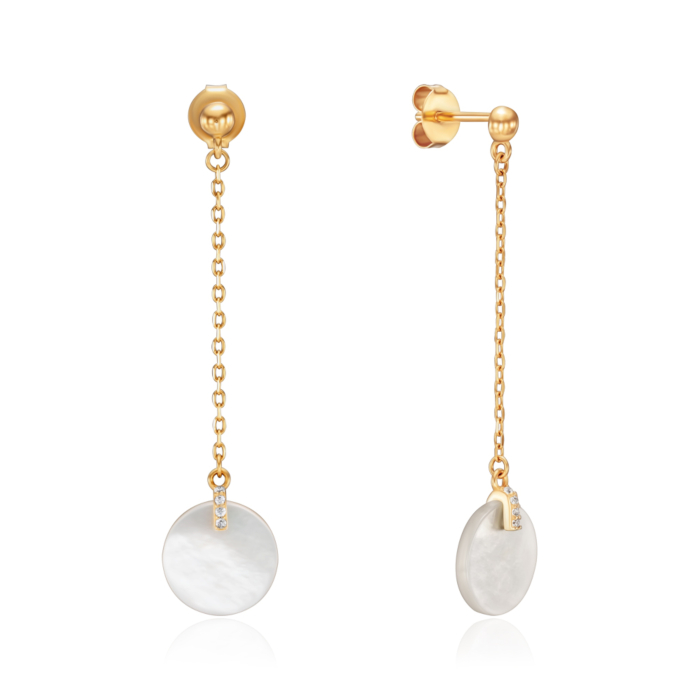 Срібні сережки з перламутром. Артикул TE-3366-GOLD-E/20/1090