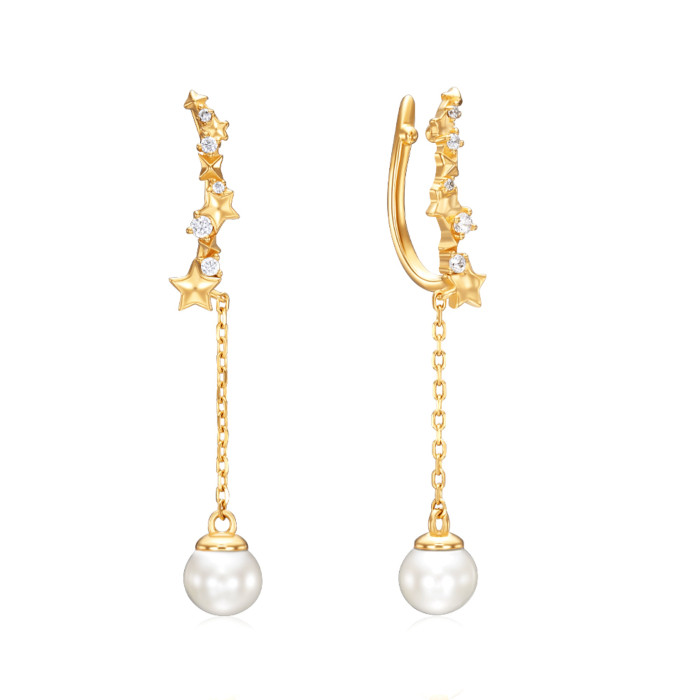 Срібні сережки-кафи з перлиною. Артикул TE-489-S-E/20/2010