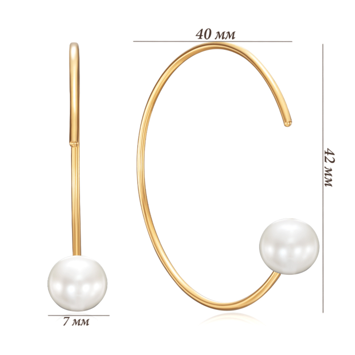 Серебряные серьги с жемчугом. Артикул TE-537-GOLD-E/20/2503