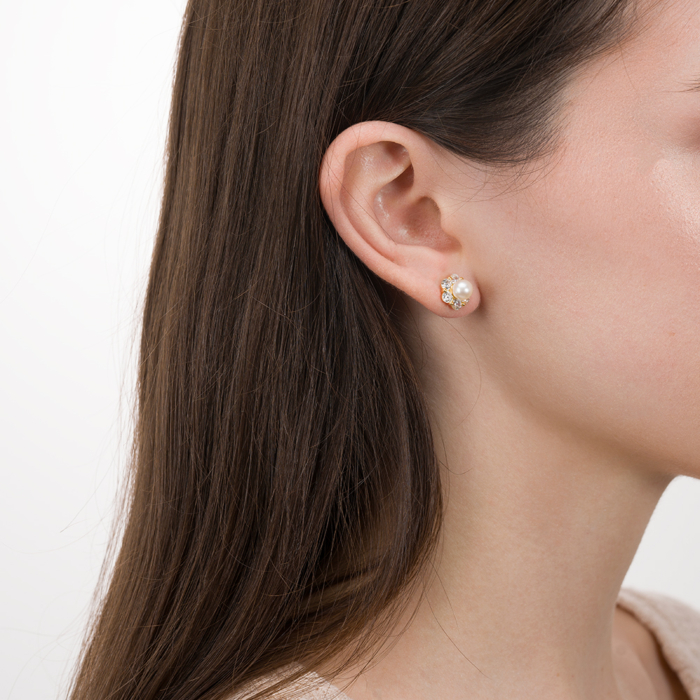 Срібні сережки з перлиною та фіанітами. Артикул TE-965-S-E/20/2798