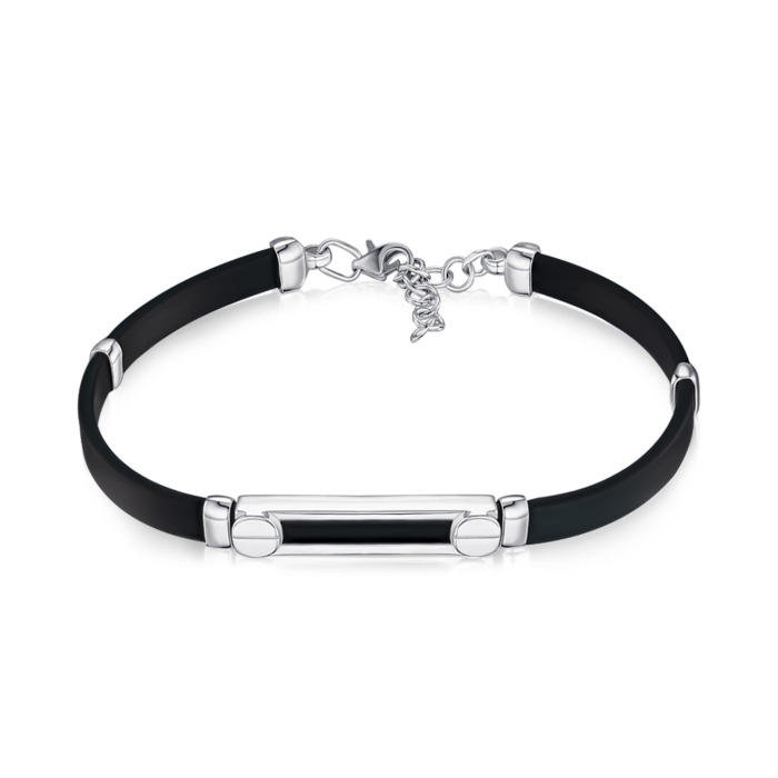 Серебряный браслет с каучуком 90203/12/1