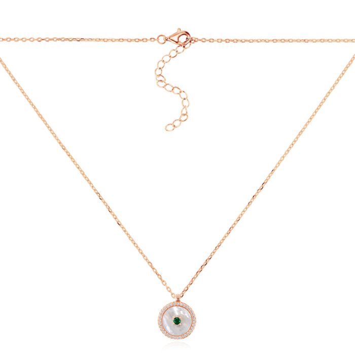 Серебряное колье с фианитами и перламутром. Артикул TP-1731-ROSE-K/17/4971