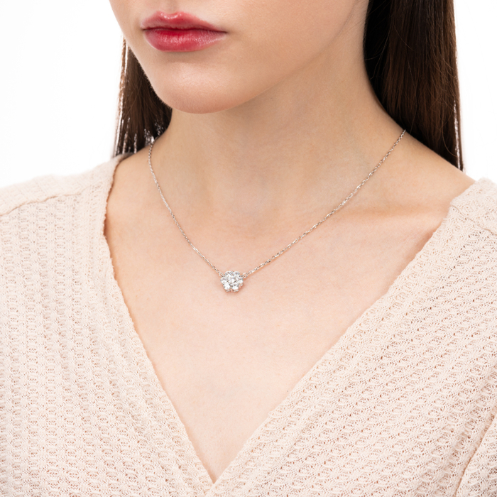 Серебряное колье с фианитами. Артикул TP-838-S-K/12/1