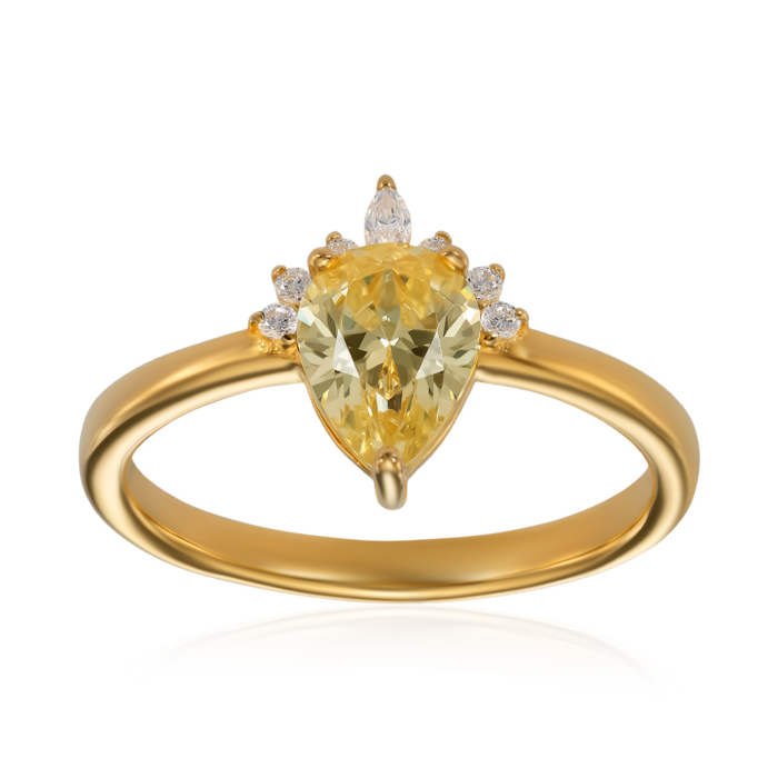 Серебряное кольцо с фианитами. Артикул TR-1039-Y-7-GOLD-R/20/2954