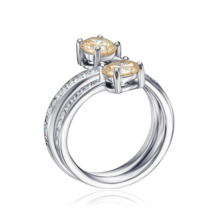 Срібна каблучка з фіанітами. Артикул TR-1126-7-S-R/12/2954