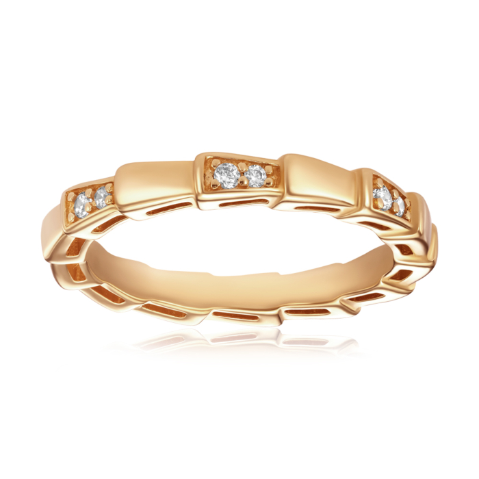 Каблучка зі срібла з фіанітами  TR-1170-7-GOLD-R/20/1