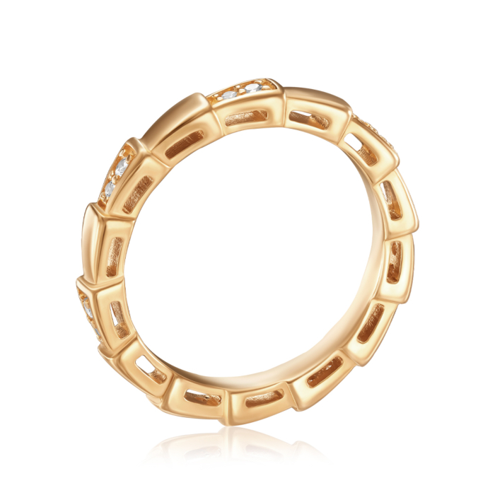 Каблучка зі срібла з фіанітами  TR-1170-7-GOLD-R/20/1