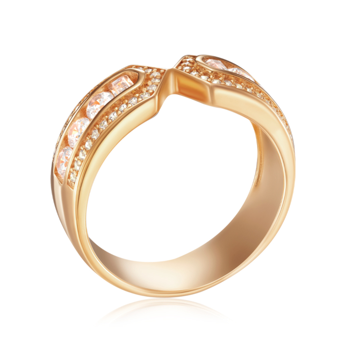 Срібна каблучка з фіанітами. Артикул TR-1176-7-GOLD-R/20/1