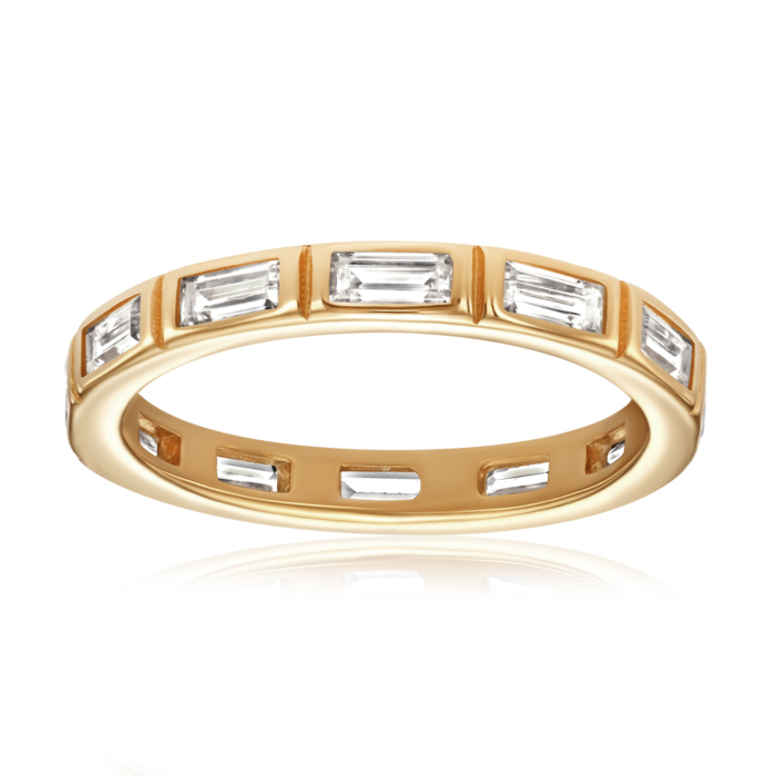 Серебряное кольцо с фианитами. Артикул TR-1351-7-GOLD-R/20/1