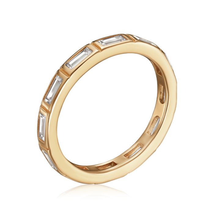 Серебряное кольцо с фианитами. Артикул TR-1351-7-GOLD-R/20/1