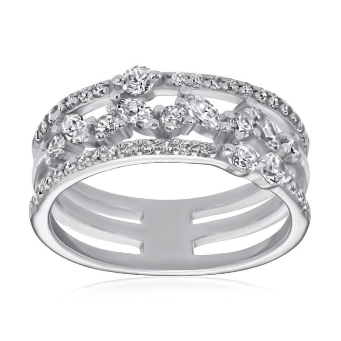 Срібна каблучка з фіанітами. Артикул TR-1522-7-S-R/12/1