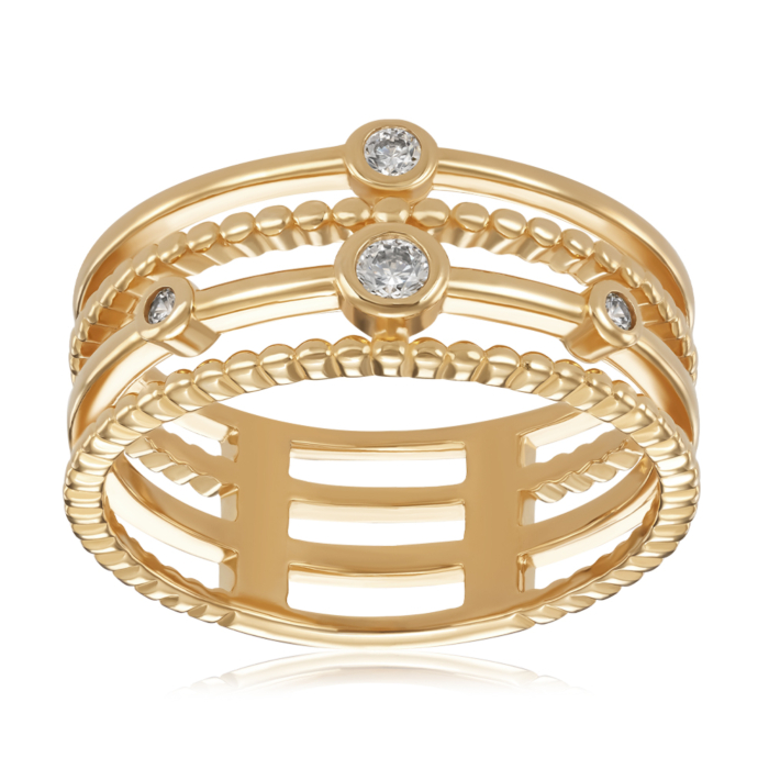 Кольцо из серебра с фианитами TR-1563-7-GOLD-R/20/1