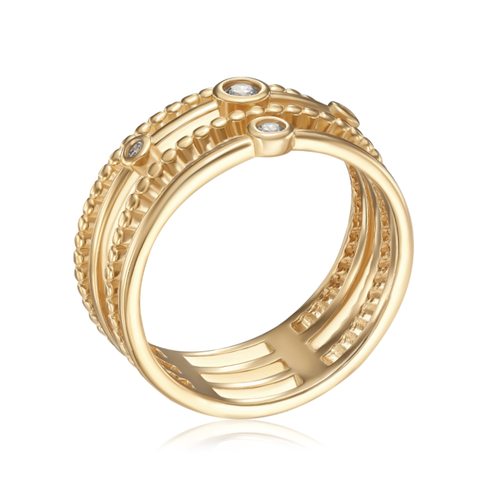 Кольцо из серебра с фианитами TR-1563-7-GOLD-R/20/1