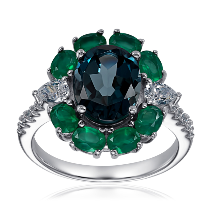 Срібна каблучка з міксом каменів. Артикул TR-2215-7-S-R/12/16102