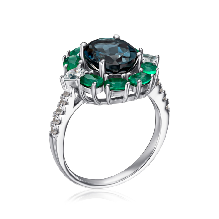 Срібна каблучка з міксом каменів. Артикул TR-2215-7-S-R/12/16102