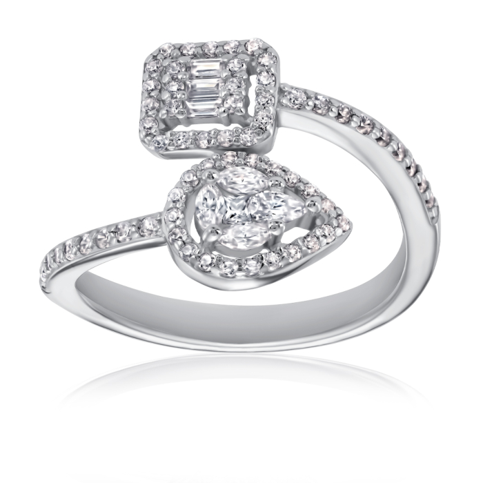 Серебряное кольцо с фианитами. Артикул TR-662-7-W-S-R/12/1