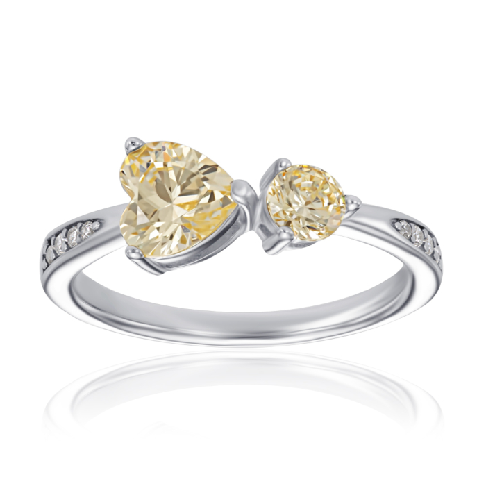 Срібна каблучка з фіанітами. Артикул TR-754-7-Y-S-R/12/2954