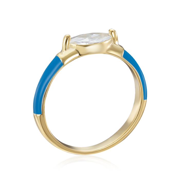 Срібна каблучка з емаллю та фіанітом. Артикул TR03279-R/20/1556