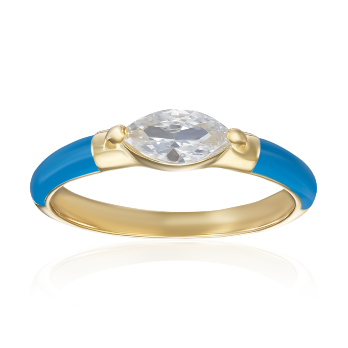 Срібна каблучка з емаллю та фіанітом. Артикул TR03279-R/20/1556