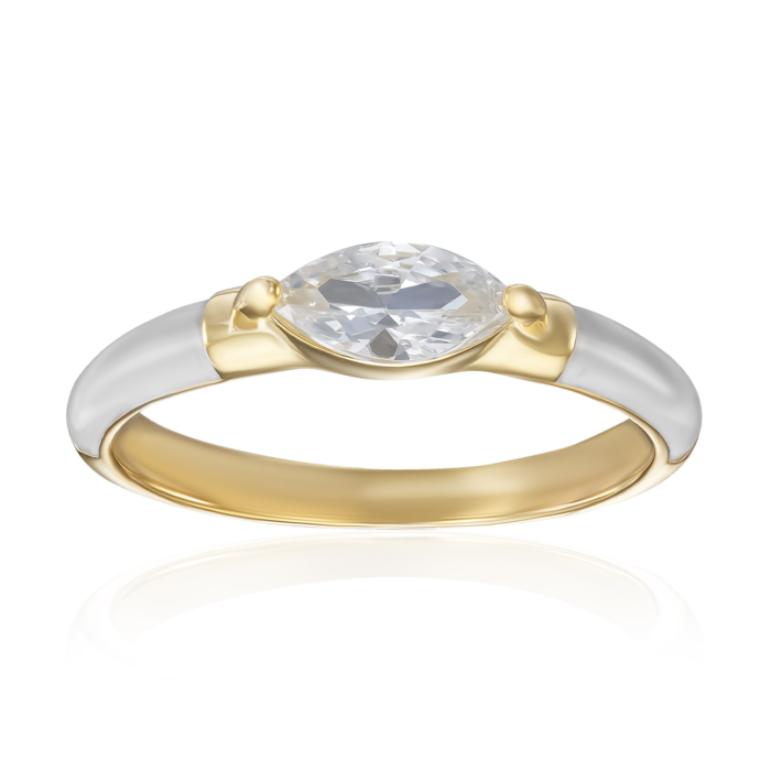 Серебряное кольцо с эмалью и фианитом. Артикул TR03279-R/20/4953