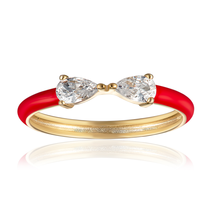 Срібна каблучка з емаллю та фіанітами. Артикул TR03281-R/20/1715