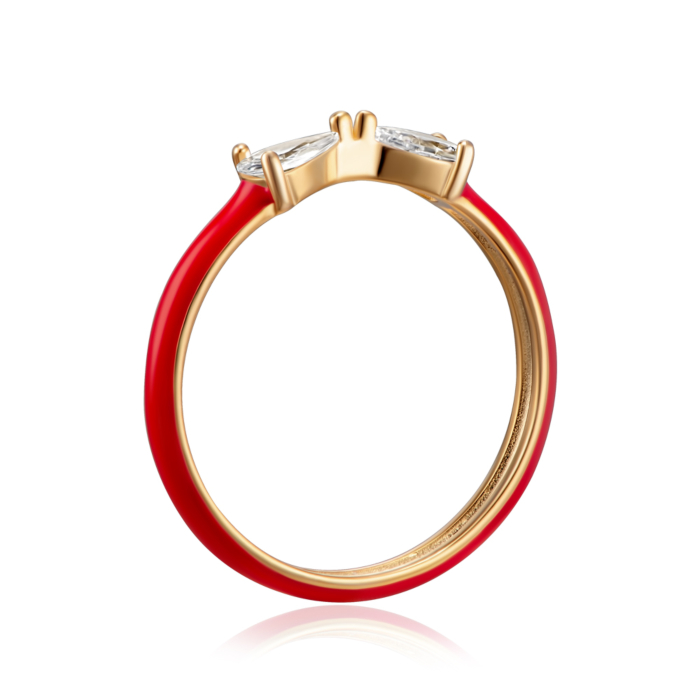 Срібна каблучка з емаллю та фіанітами. Артикул TR03281-R/20/1715