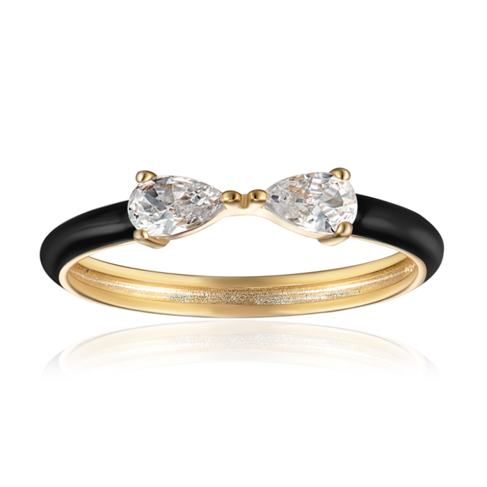 Срібна каблучка з емаллю та фіанітами. Артикул TR03281-R/20/627