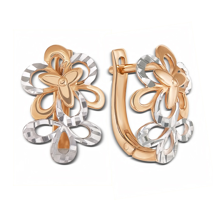 Золотые серьги с алмазной гранью. Артикул 21176 к