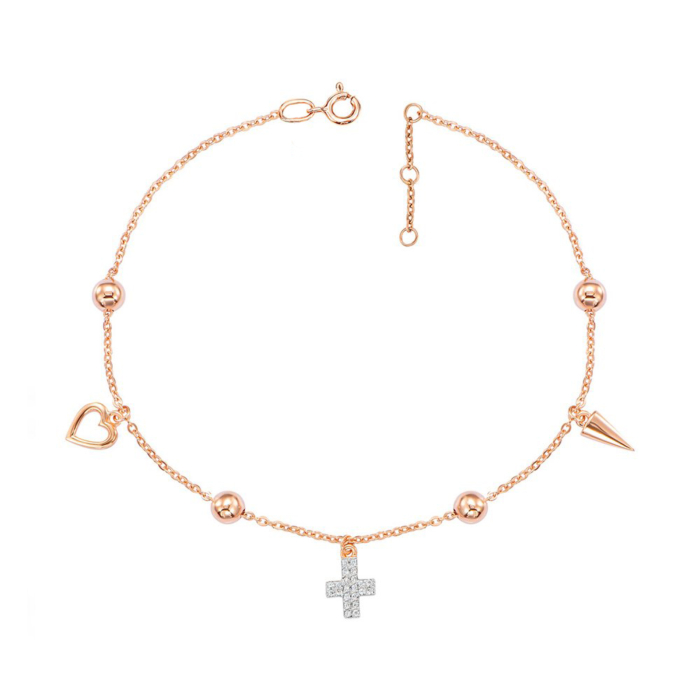 Золотий браслет на ногу з фіанітами. Артикул 7142/77024/01/1/42