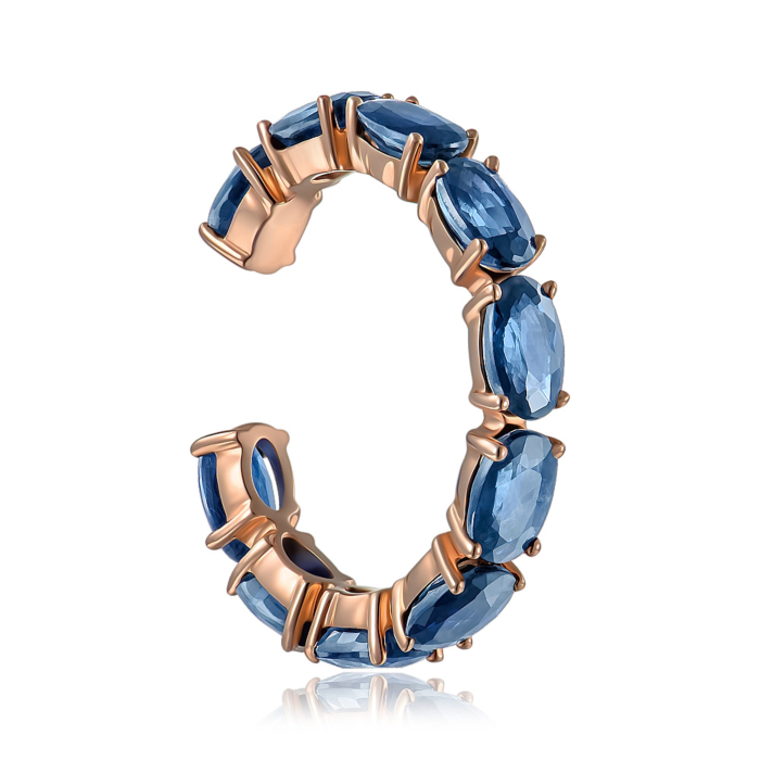 Золотая серьга-кафф с сапфирами. Артикул 520137/01/0/10201