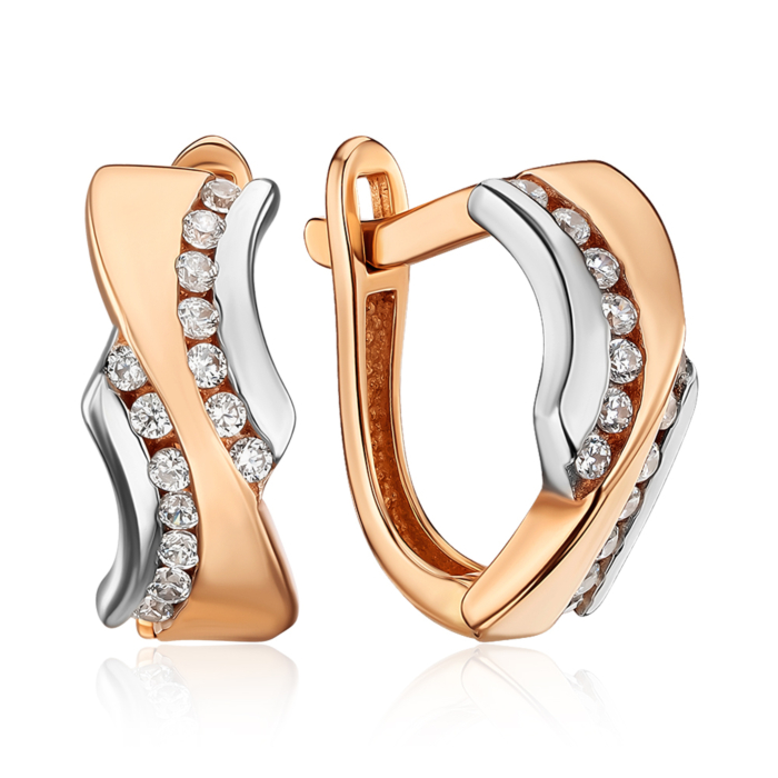 Золотые серьги с фианитами F-865-E/01/1