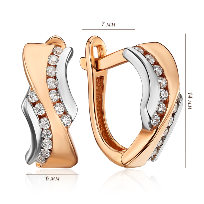 Золотые серьги с фианитами F-865-E/01/1