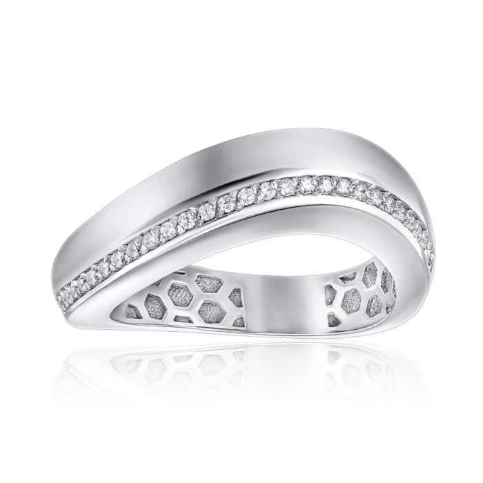 Каблучка з білого золота з фіанітами P-K-3087-R/02/1