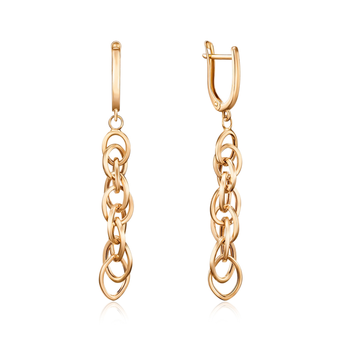 Сережки з червоного золота без вставки 02492/01/0