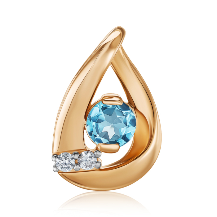 Золотая подвеска с топазом и фианитами 550143/01/1/5200