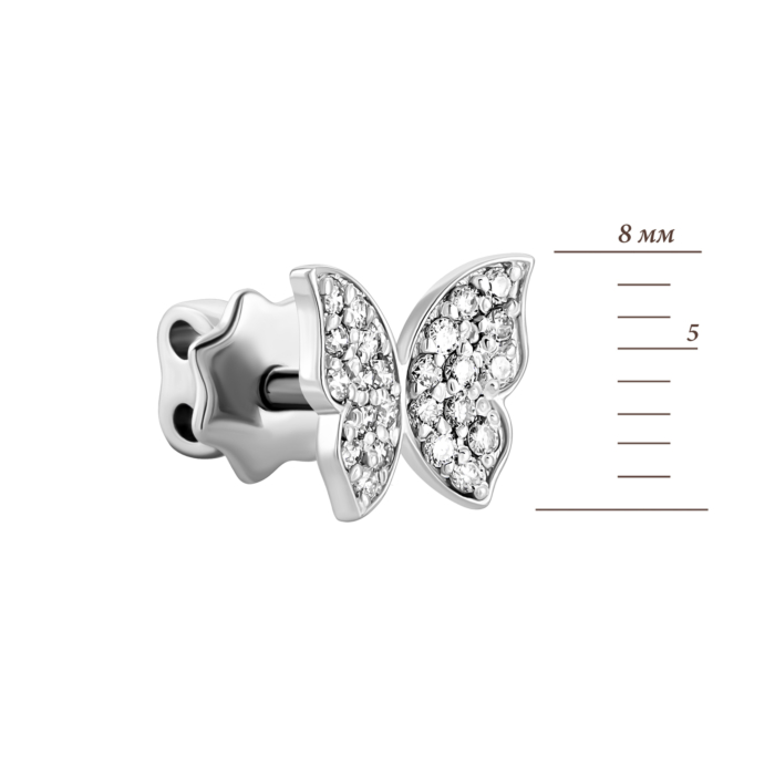 Золоті пусети Метелики з діамантами. Артикул UG5WB3.18Б