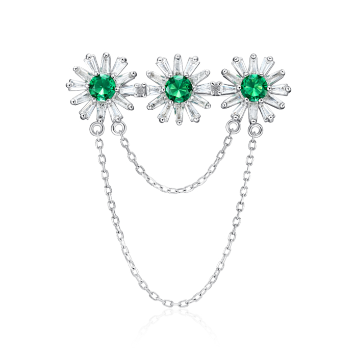 Срібна брошка з фіанітами. Артикул XZ0041-SH/12/808