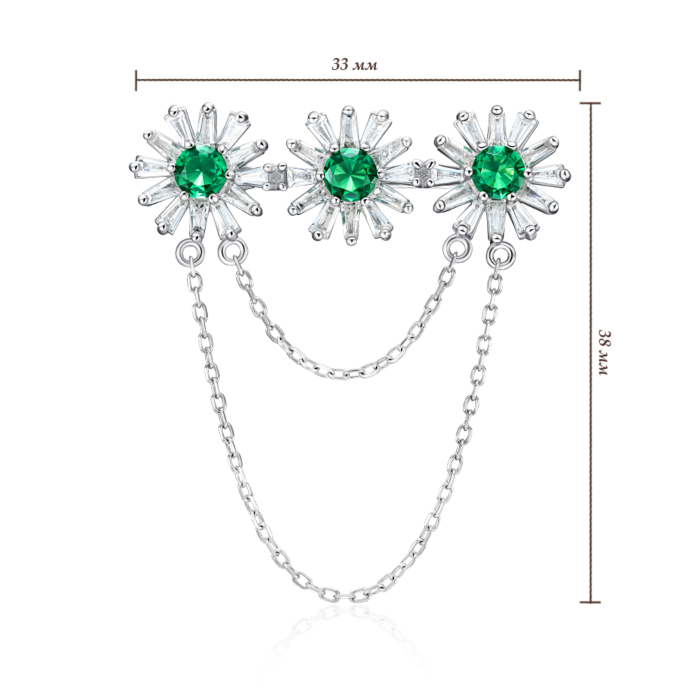 Срібна брошка з фіанітами. Артикул XZ0041-SH/12/808