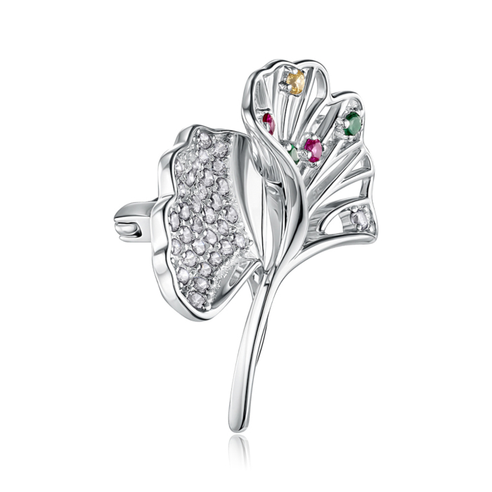 Срібна брошка з фіанітами. Артикул XZ0045-SH/12/4385