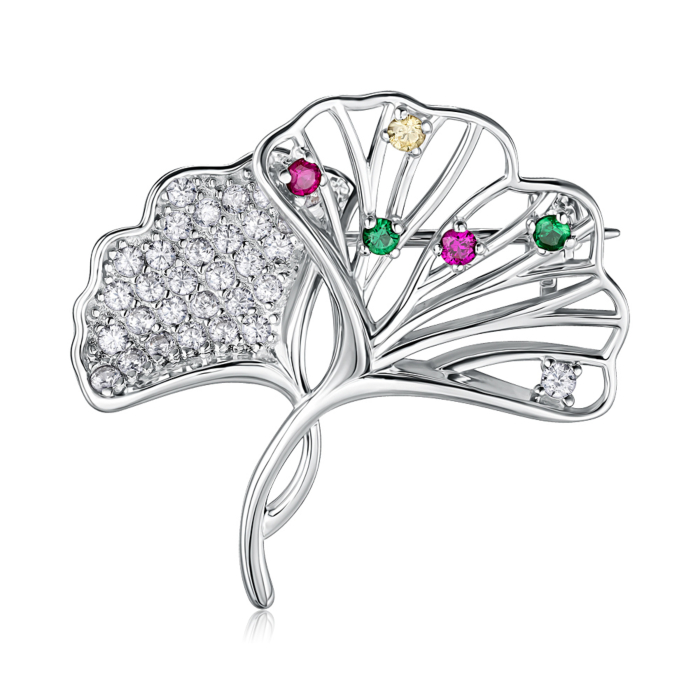 Срібна брошка з фіанітами. Артикул XZ0045-SH/12/4385