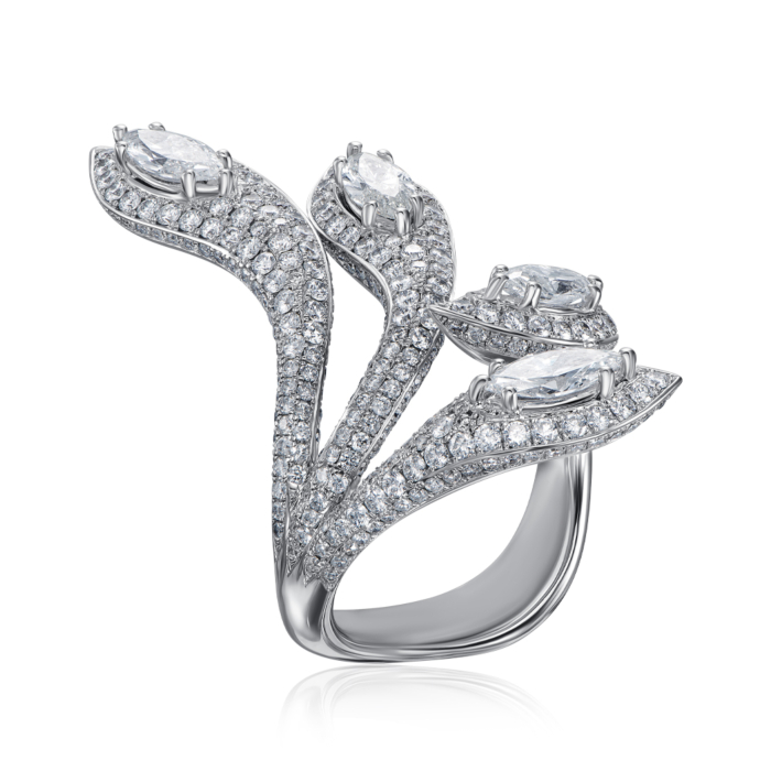 Фаланговое золотое кольцо с бриллиантами. Артикул YZ04556/04/1/8600