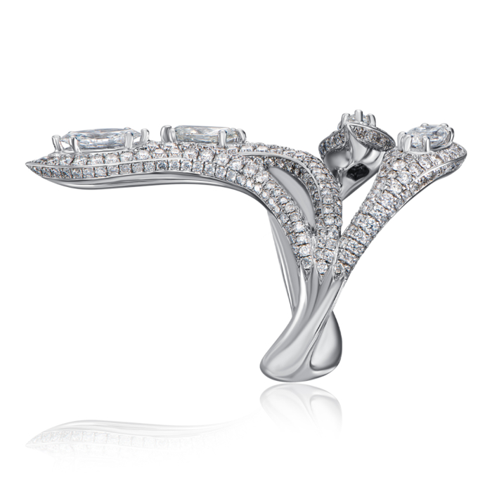 Фаланговое золотое кольцо с бриллиантами. Артикул YZ04556/04/1/8600