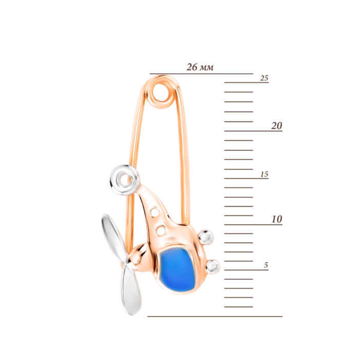 Золота брошка-булавка Літак. Артикул UG5БШ243и