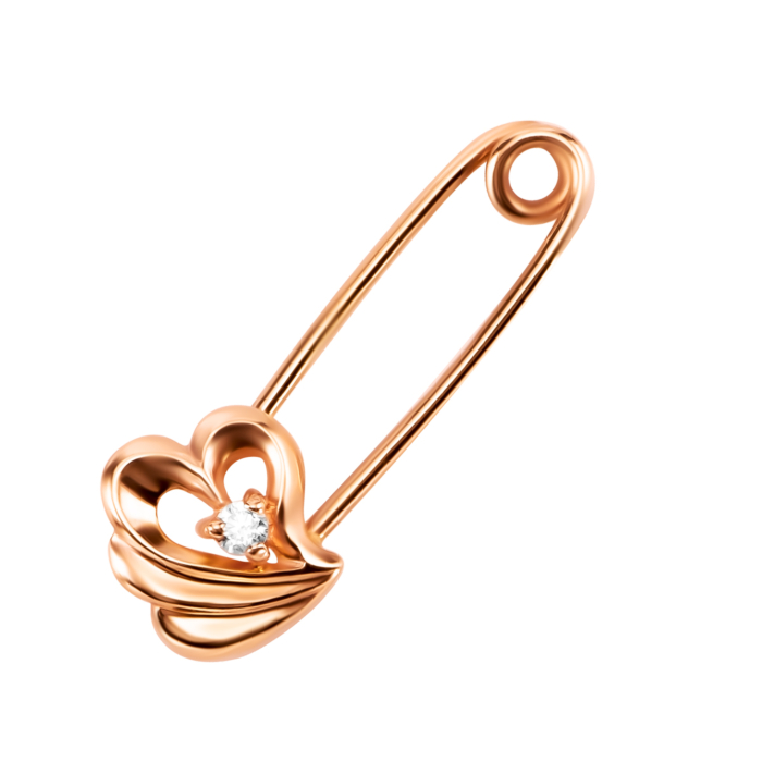 Золота брошка-булавка з фіанітом. Артикул UG5БШ047и