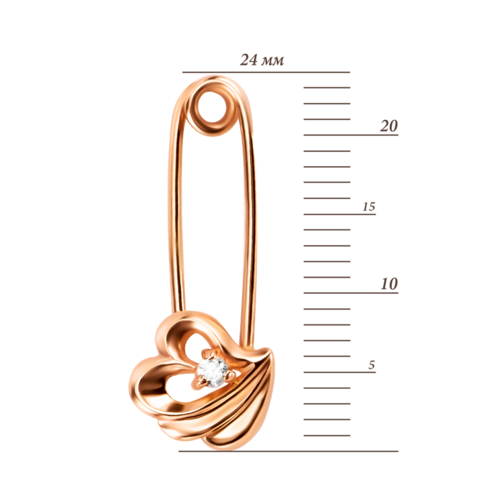 Золота брошка-булавка з фіанітом. Артикул UG5БШ047и