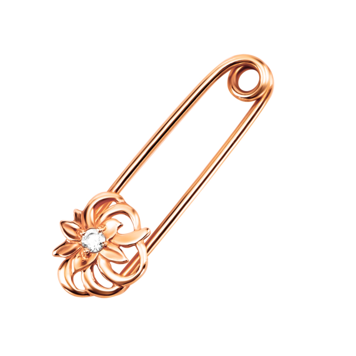 Золота брошка-булавка з фіанітом. Артикул UG5БШ122и