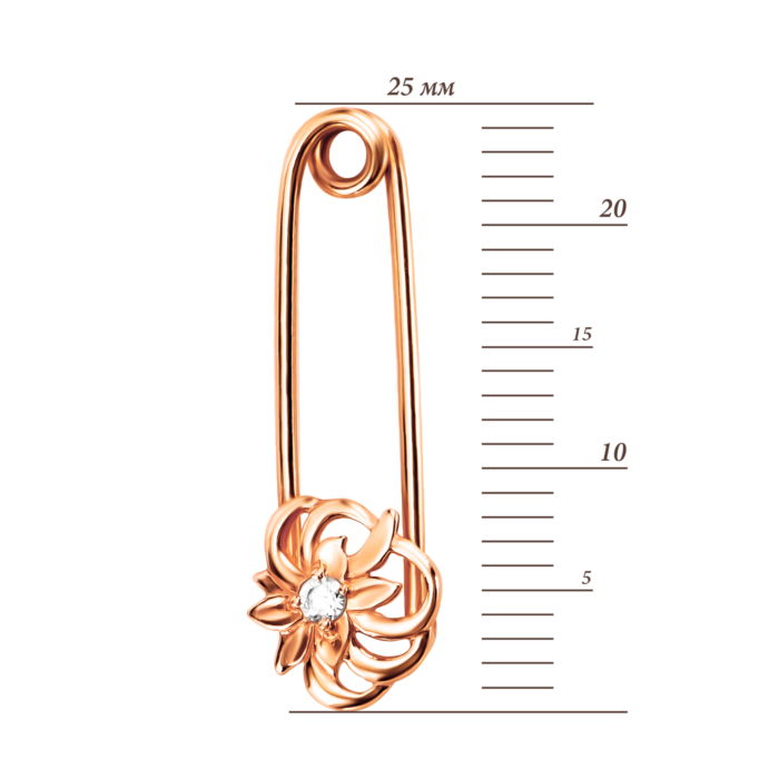 Золота брошка-булавка з фіанітом. Артикул UG5БШ122и