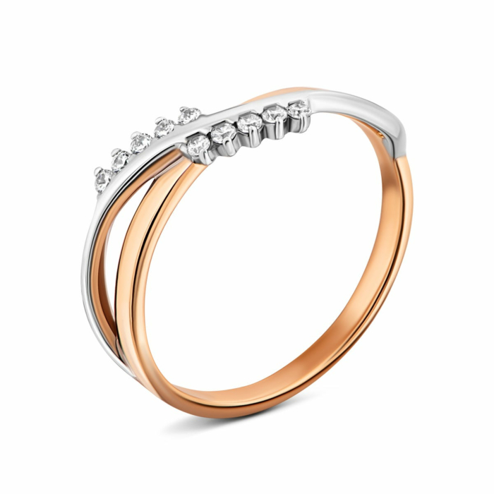 Золота каблучка з фіанітами.Артикул UG511/0284/01/01/12