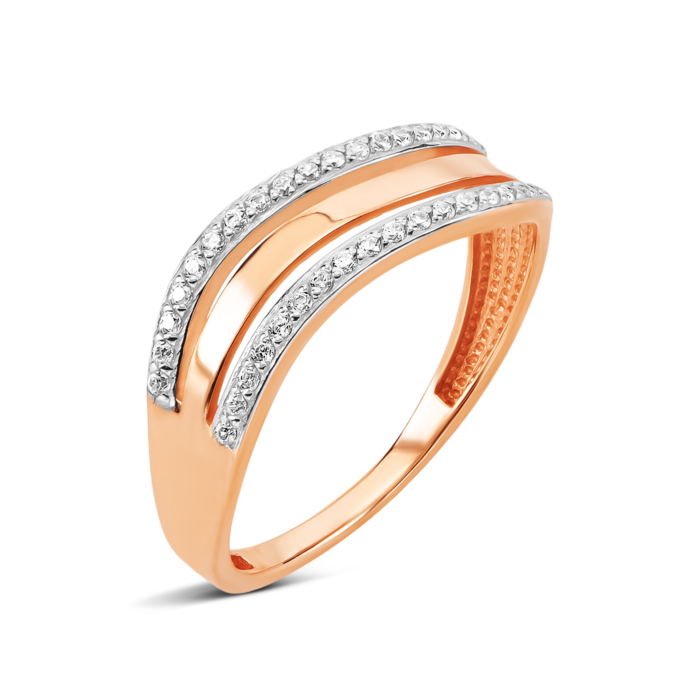 Золота каблучка з фіанітами . Артикул UG511/0259/01/01/01